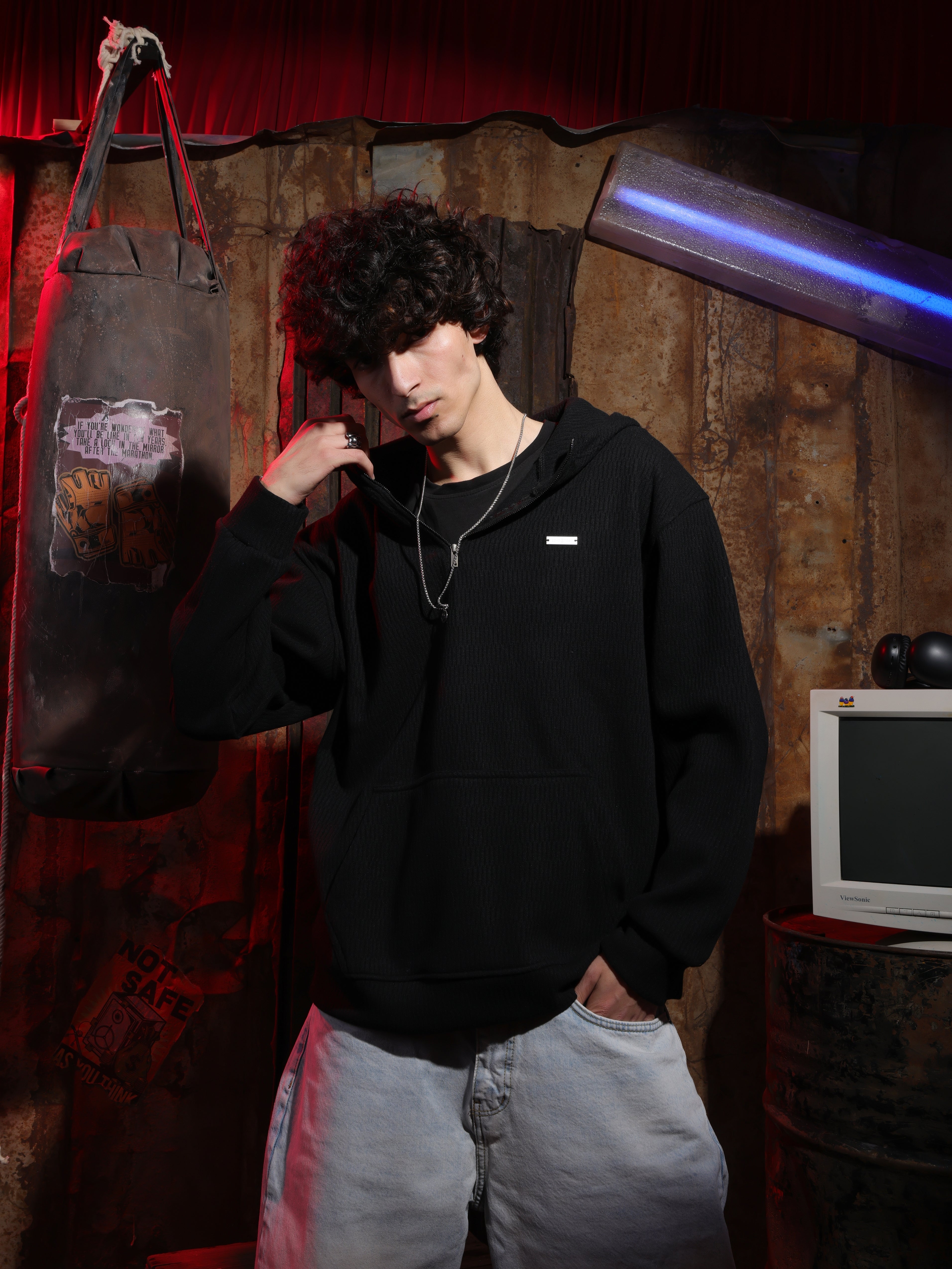 Zipper Velvet Hoodie