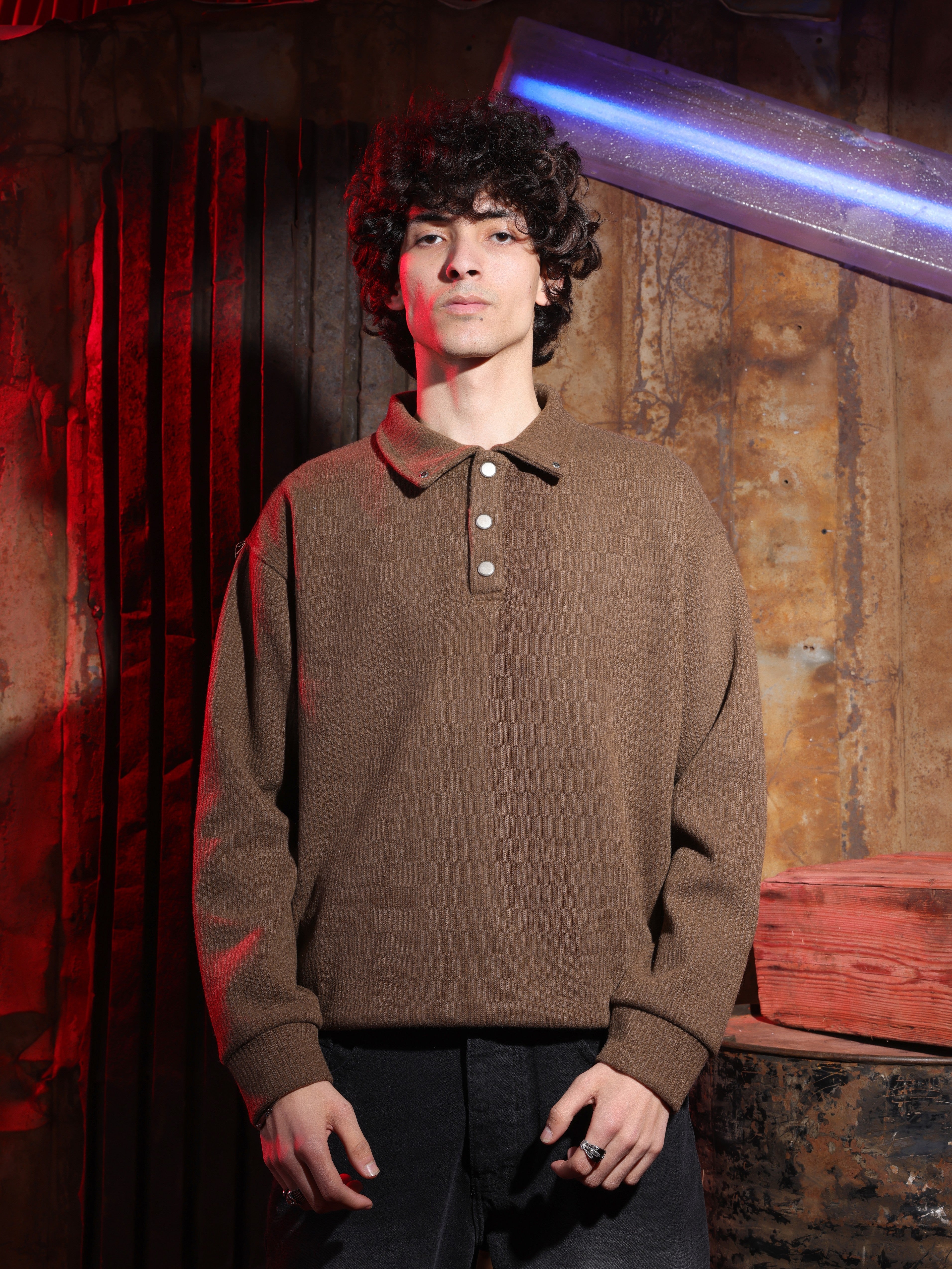 Velvet Sweatshirt - Buttons