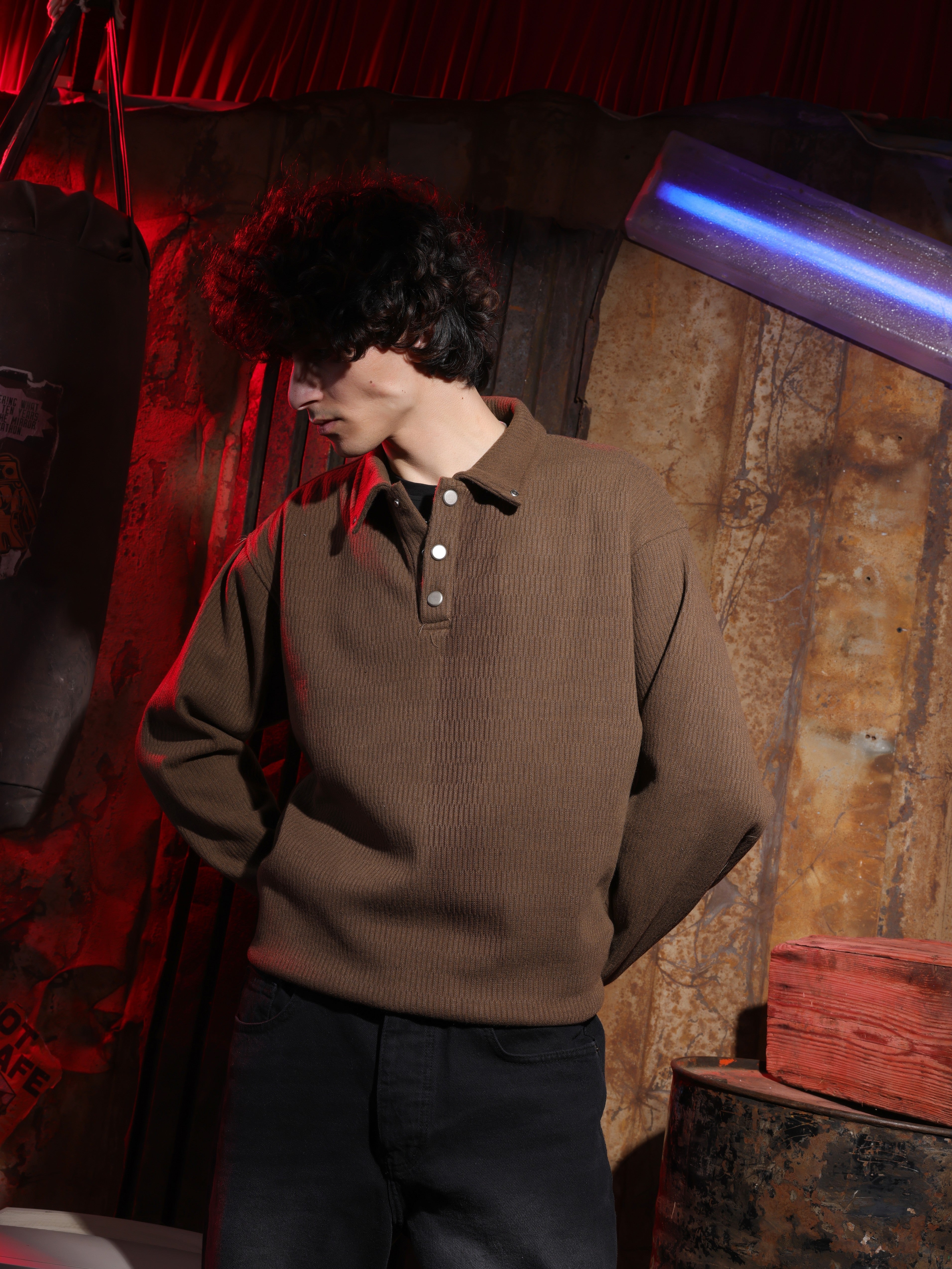 Velvet Sweatshirt - Buttons