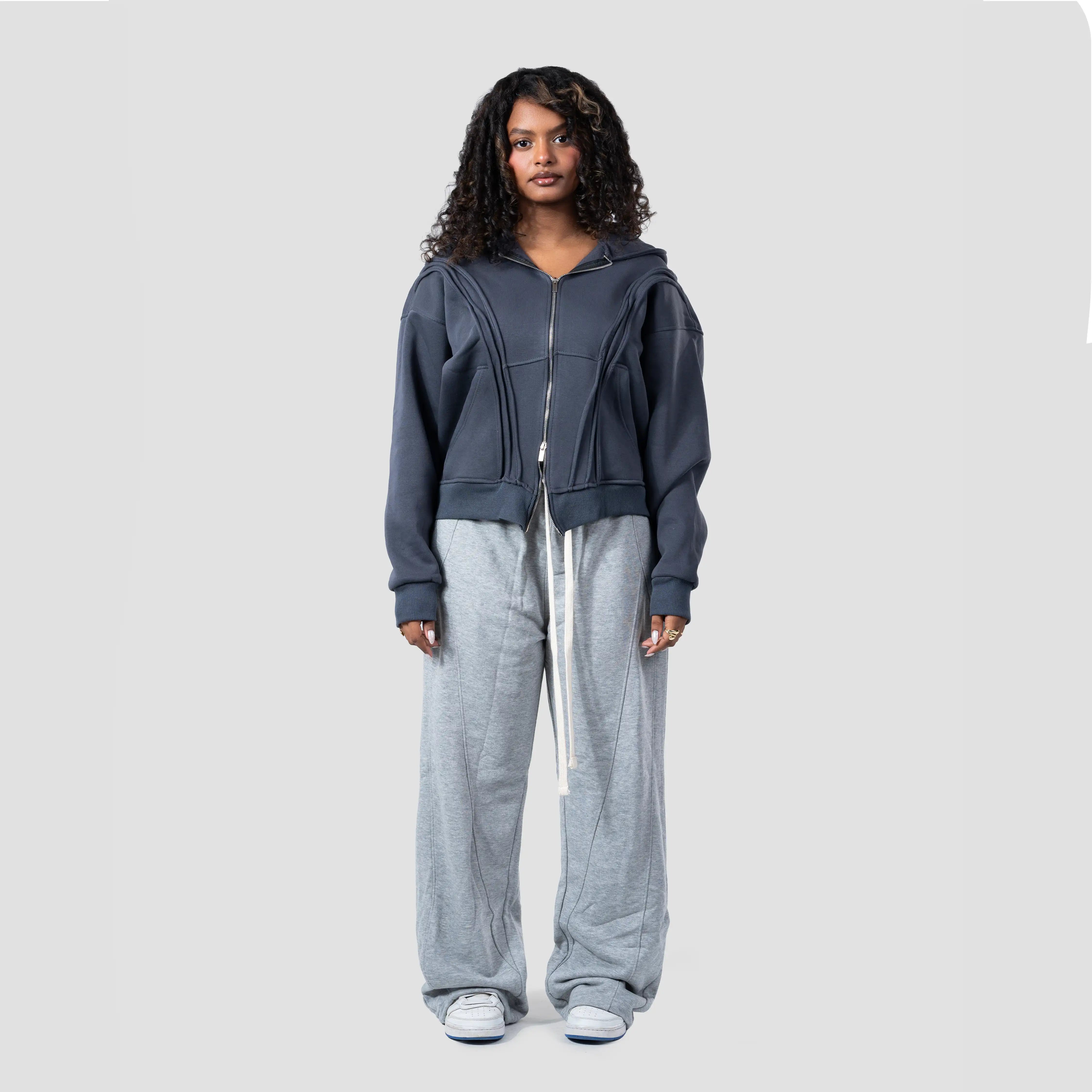 Double zipper sweatshirt